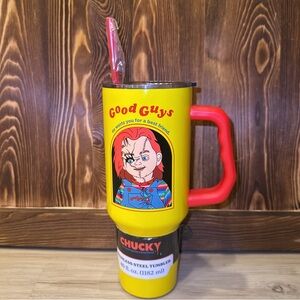 Chucky Stainless Steel Tumbler Large 40 oz with Handle Straw Childs Play